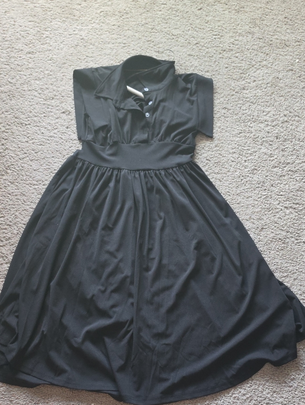 Black Polo Midi Dress with Fitted Waist With Back Out
